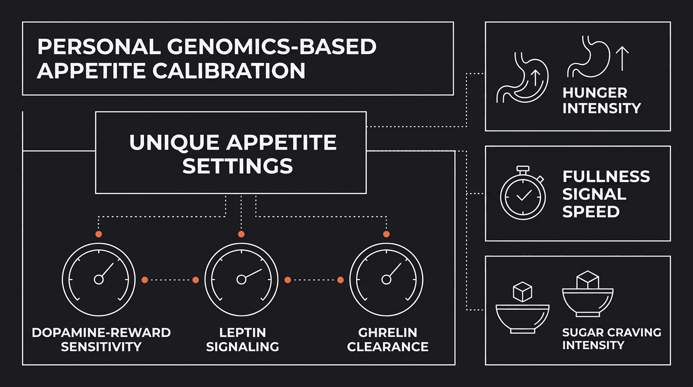 Overview of the genes and pathways Mosaic's Appetite and Eating Behaviors report covers