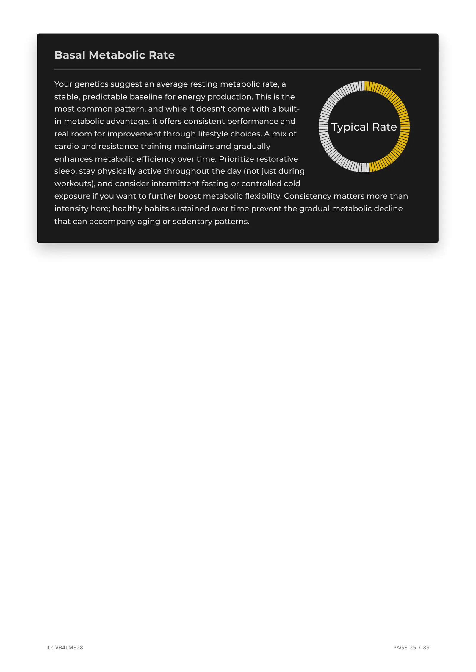 Basal Metabolic Rate insight page with yellow color marker