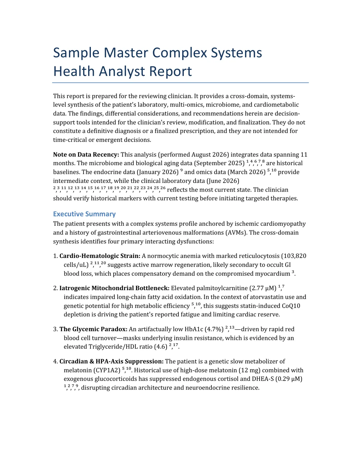 First page of a sample Clara Systems report
